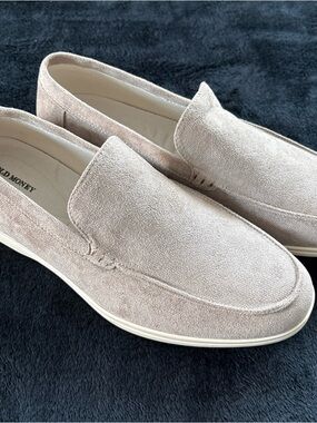 Old Money Luxury Mens Suede Loafers Sand Beige Slip On Size 43/US Size 10